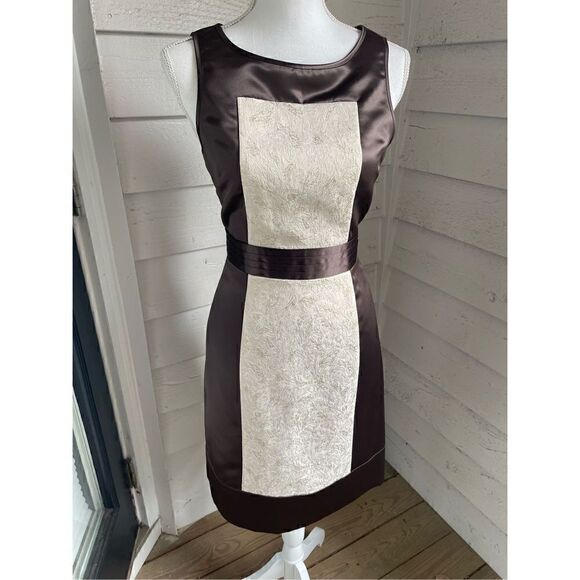 New BCBG Brown & Beige Sheath Dress Size S - Picture 3 of 13